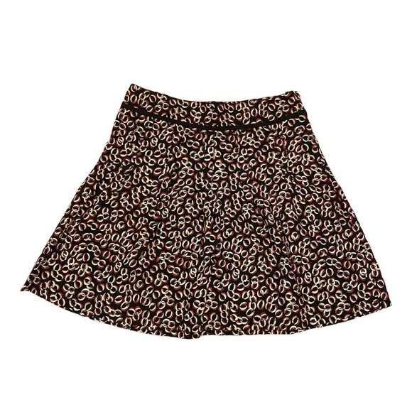 Ann Loft Black with Red and White Pattern Flare Skirt Sz 8 - Picture 1 of 11